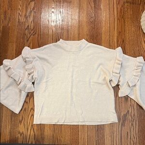 Pale Pink Ruffle Sleeve Sweater